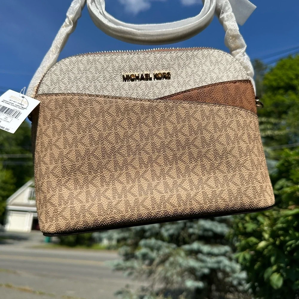 Michael Kors Jet Set color block crossbody Camel NWT - Picture 7 of 12